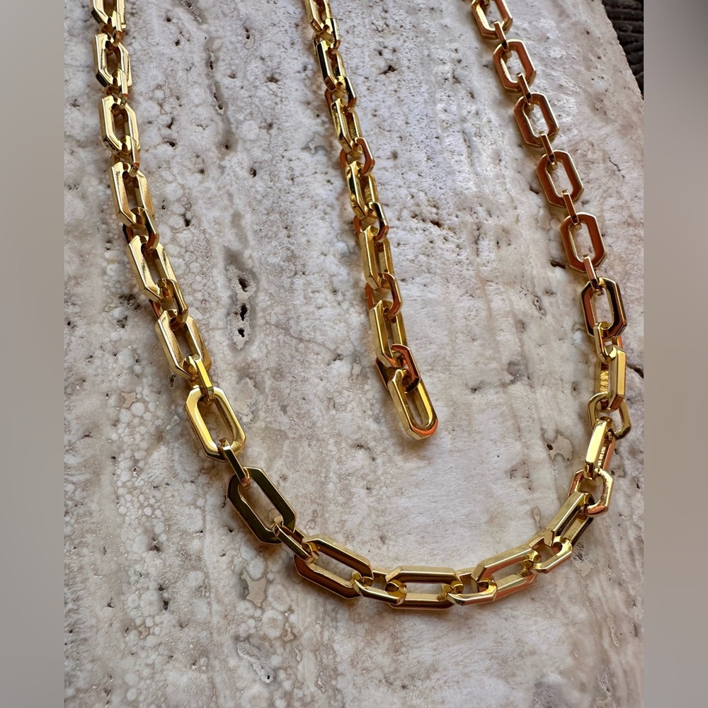 24k Gold Filled Chunky Chain and Bracelet -No clasp this is a jewelers set